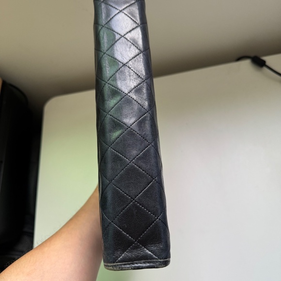 Auth CHANEL Matelasse Clutch Bag Lambskin Black Quilted Coco Mark CC Logo - Picture 8 of 14